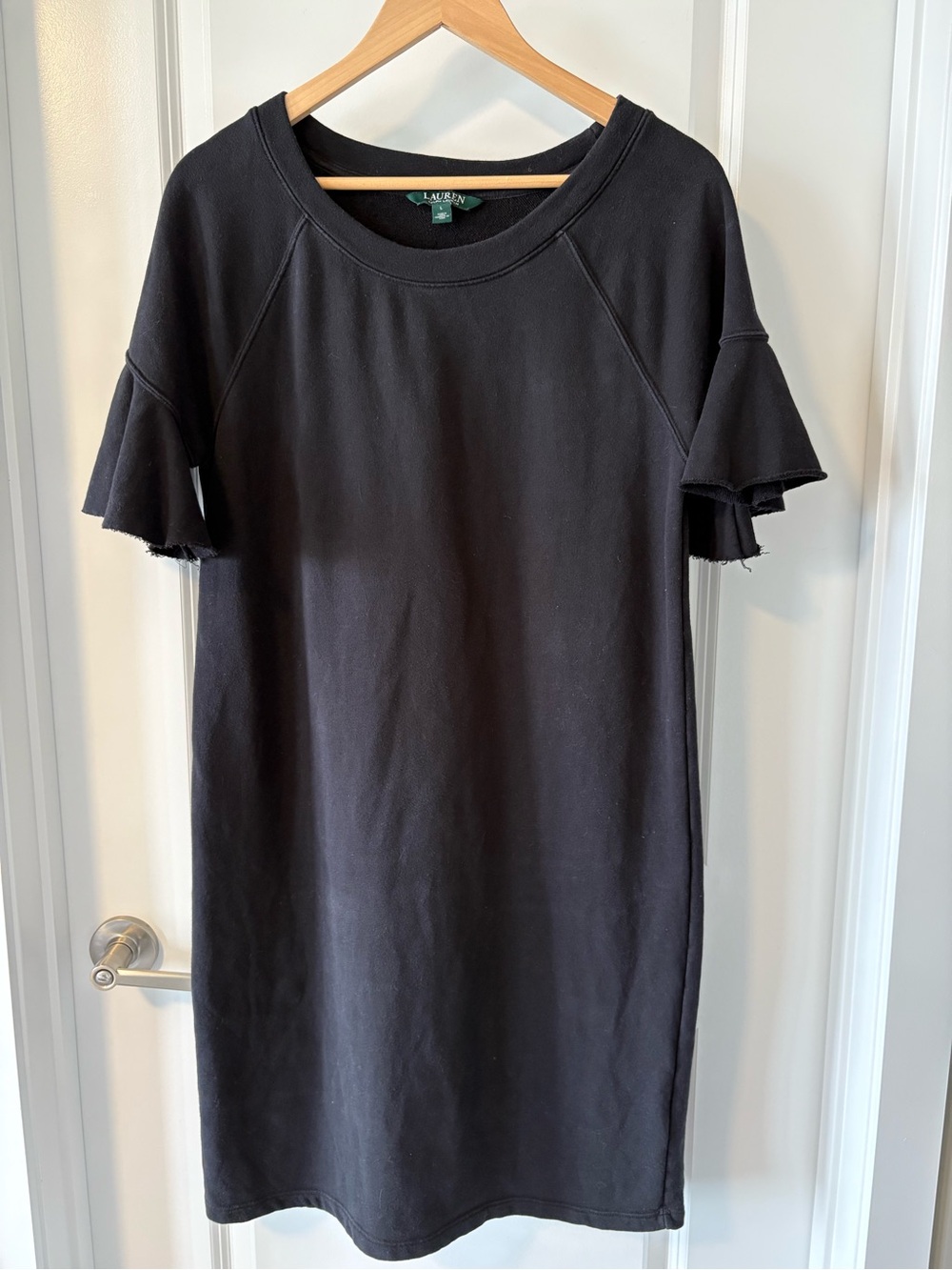 Lauren Ralph Lauren Ruffle Sleeve French Terry T Shirt Dress L